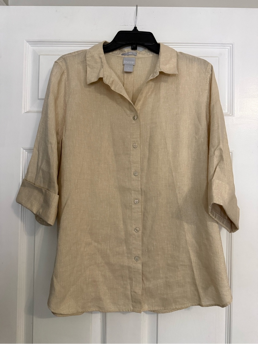Chico's Lightweight Cream Button-Down Shirt